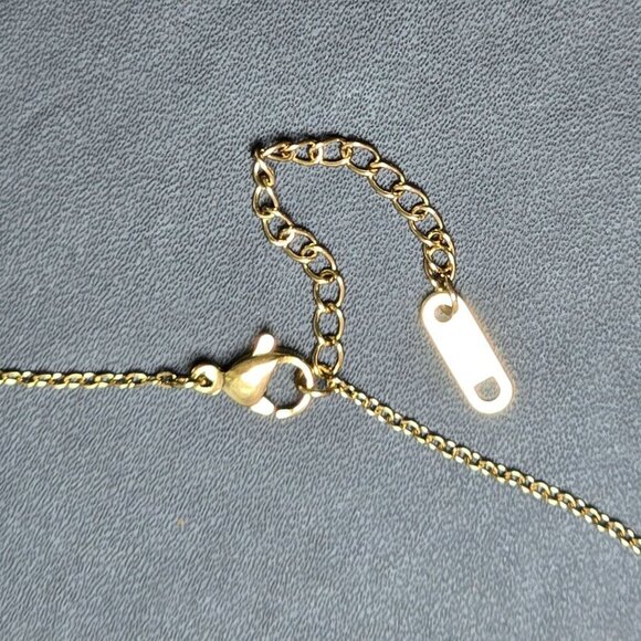 Stainless Steel Heart Necklace With Iridescent White Inlay (NWOT) - Picture 4 of 6